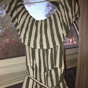 Off the shoulder stripped jumpsuit